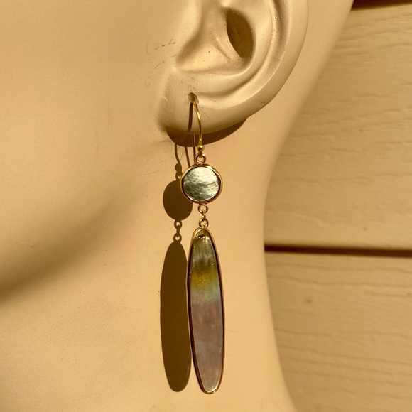 Sterling Silver Grey Mother of Pearl MOP Earrings Mermaid-Core Mermaidcore - Picture 11 of 16